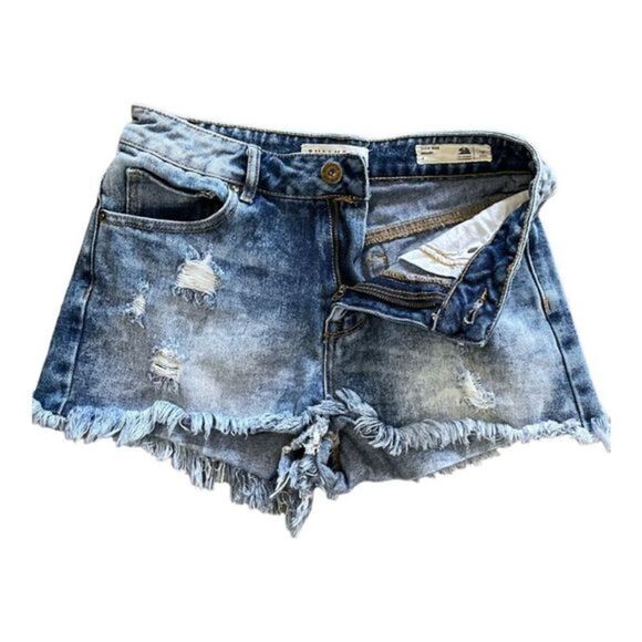 Bullhead High Rise Denim Shorts Size 7 Acid Wash - Picture 3 of 8